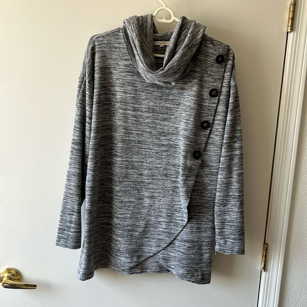 Kate & Sam Cowl Neck Wrap Sweater Size L Gently used Gray